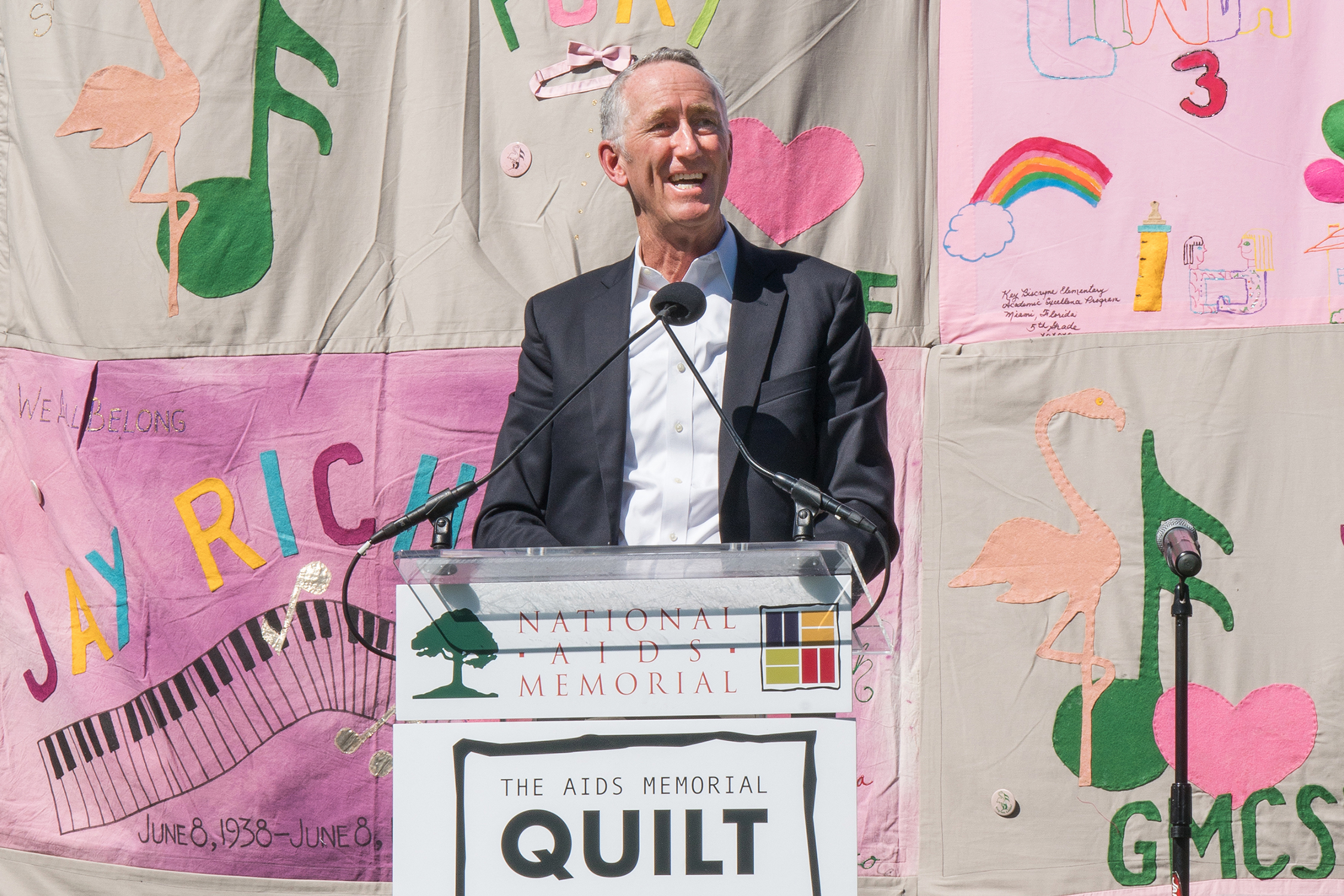 Daniel O’Day, Chairman and CEO, Gilead Sciences, speaking at the National AIDS Memorial Grove in San Francisco for World AIDS Day.