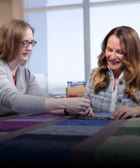 Two women working in the office