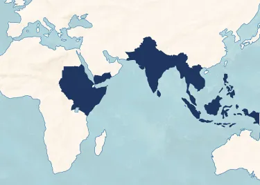 Continental Map with some area affected