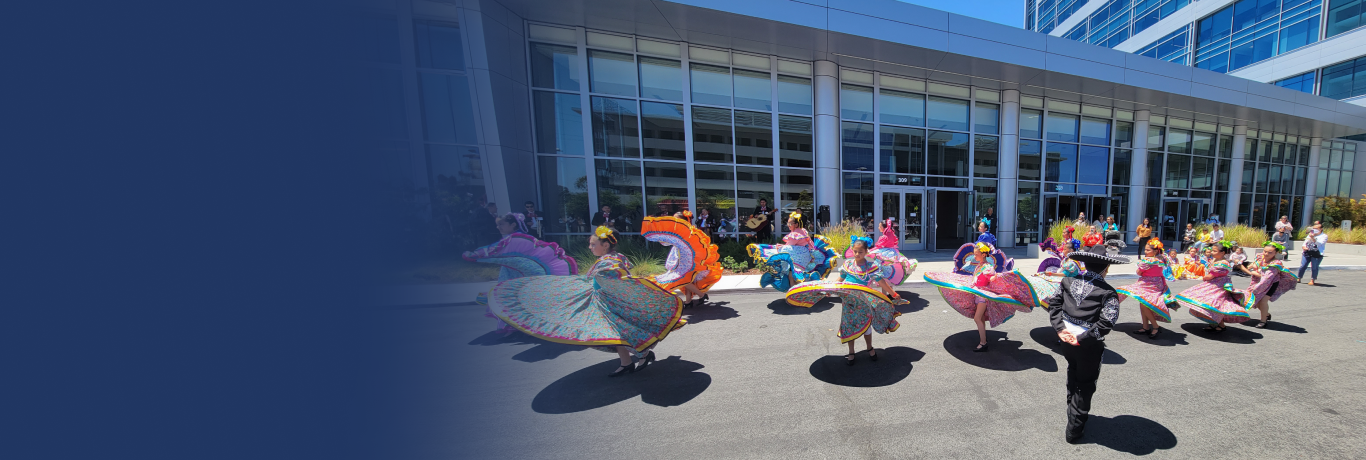 Dancers performing on a patio